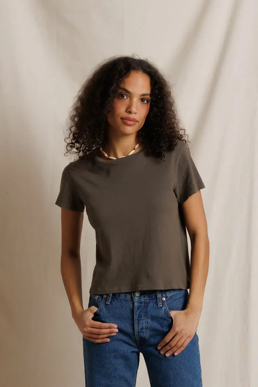 Lisa Slim Crew Tee - Dark Olive