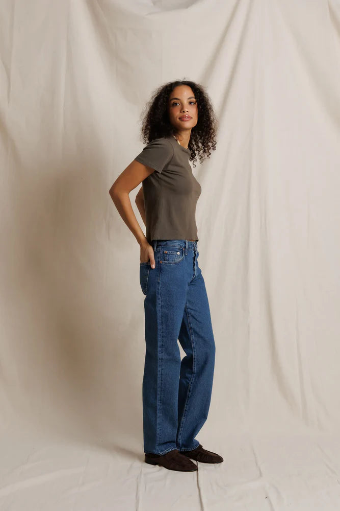 Lisa Slim Crew Tee - Dark Olive
