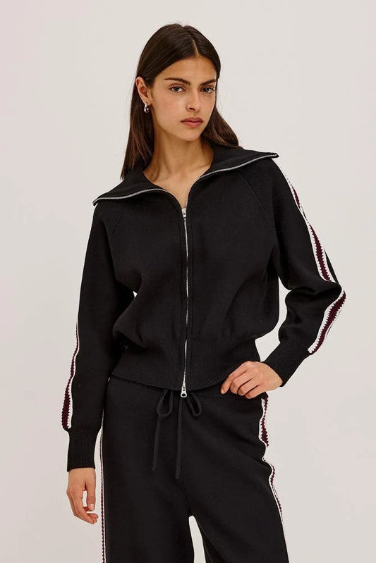 Piper Sweatshirt - Black Merlot Stripe